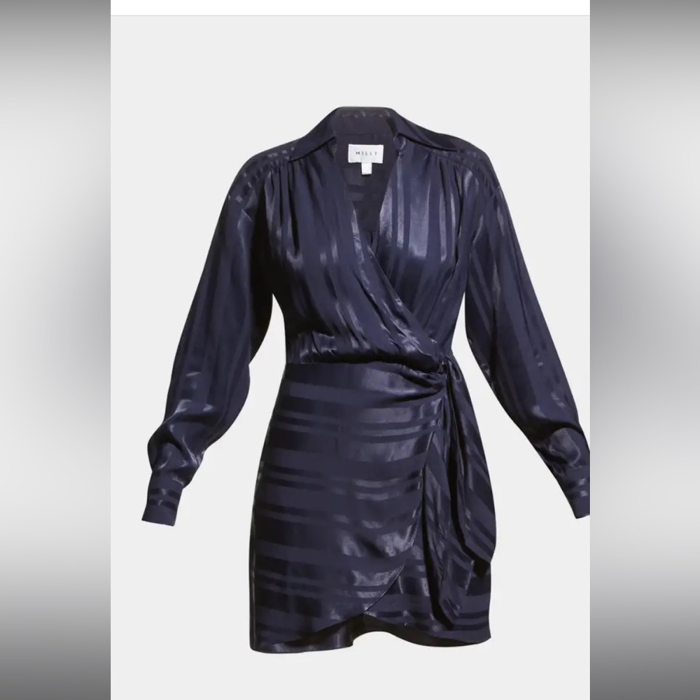 Milly Navy stripe satin dress NWT size small